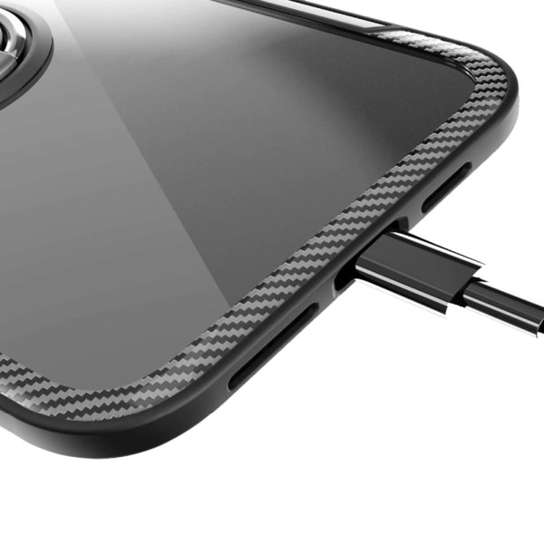 Glat etui med ringholder LEMAN - iPhone 12 Marinblå/Silver