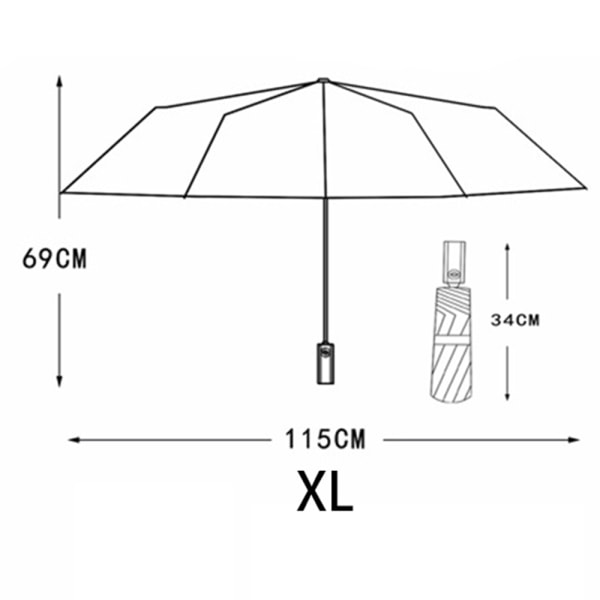 Praktiskt Stort Automatiskt Paraply Vinröd L
