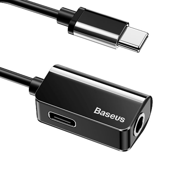 Baseus Type-C-Splitter (2 i 1) Adapter för Laddning och Musik Svart