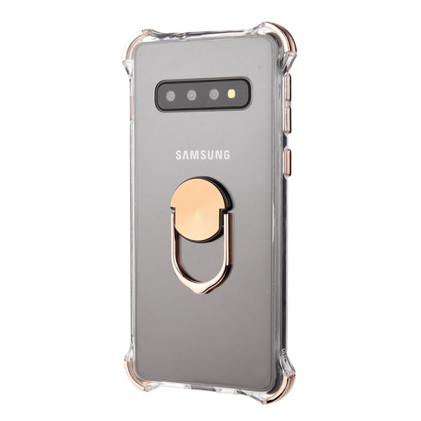 Samsung Galaxy S10 - Støtdempende deksel med ringholder Roséguld