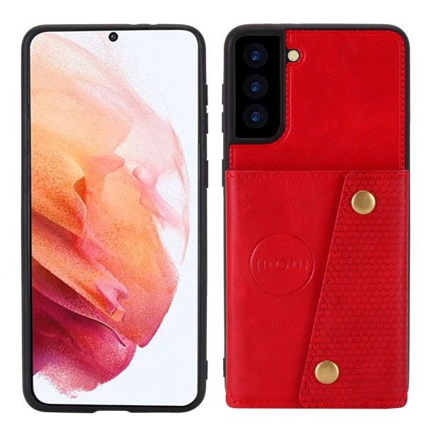 Stilfuldt cover med kortrum - Samsung Galaxy S21 FE Röd