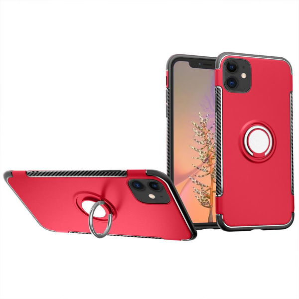 Käytännöllinen kansi sormustelineellä (FLOVEME) - iPhone 12 Mini Röd
