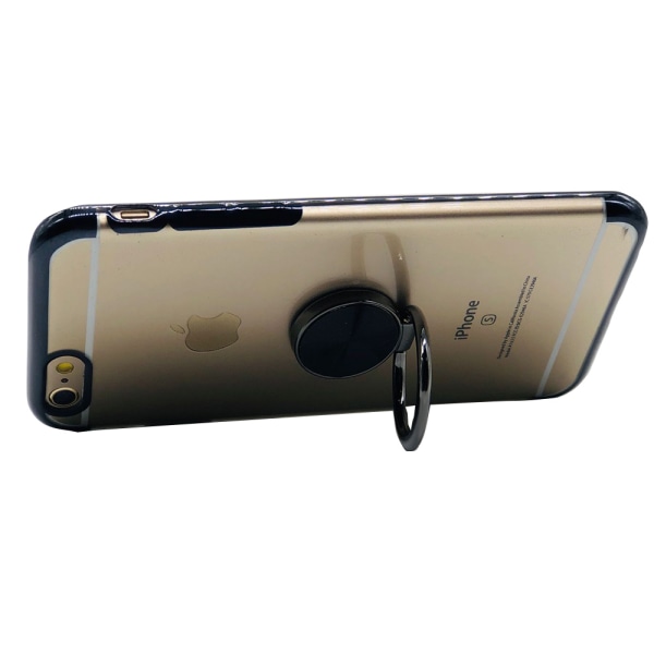 iPhone 6/6S Plus - Iskuja vaimentava silikonikotelo, jossa rengaspidike Roséguld