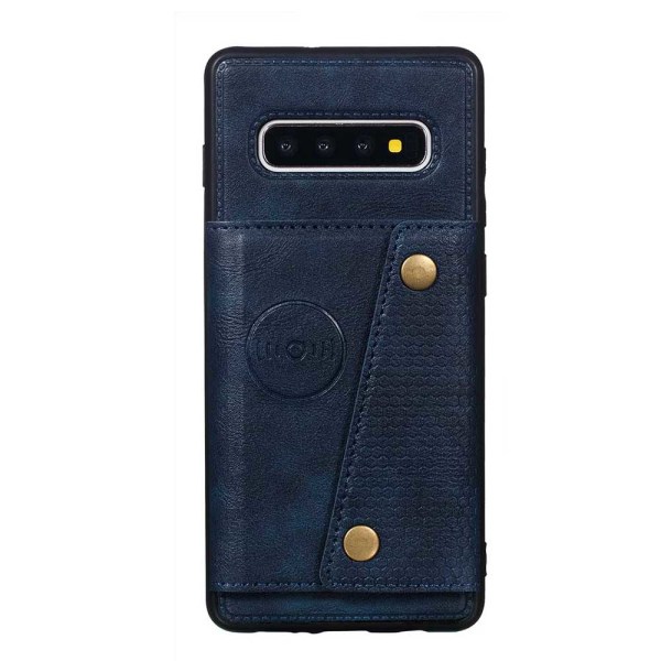 Stilsäkert Skal med Korthållare - Samsung Galaxy S10 Mörkblå
