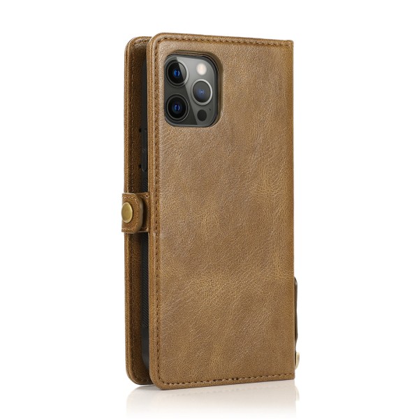 iPhone 15 Pro - Elegant Plånboksfodral i Lyxigt Läder med Korthållare Brown