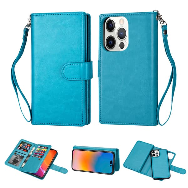 Praktisk 9-korts pung-etui - iPhone 14 Pro Brun