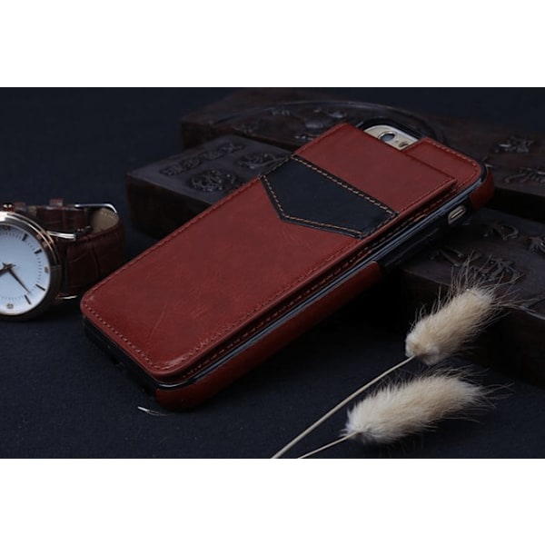 iPhone 6/6S Elegant Läderskal med plånbok/Kortfack BRUN Brun