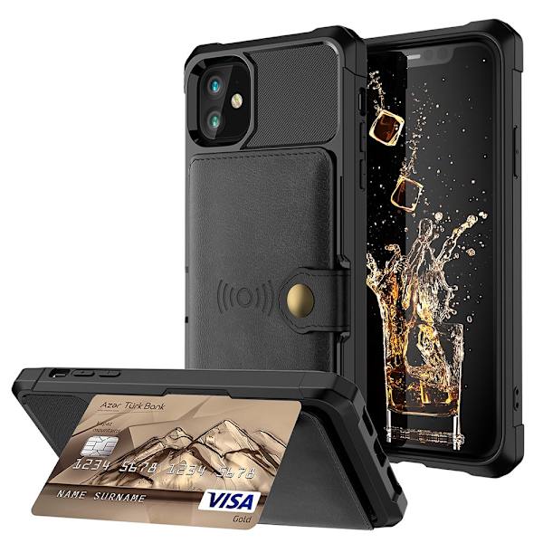 Glat stilfuldt etui med kortrum - iPhone 12 Svart