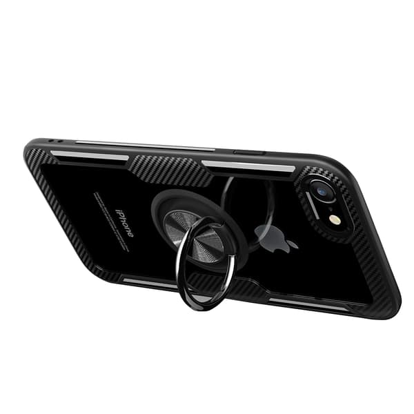 iPhone 7 - Skyddande Skal med Ringhållare (LEMAN) Marinblå/Silver