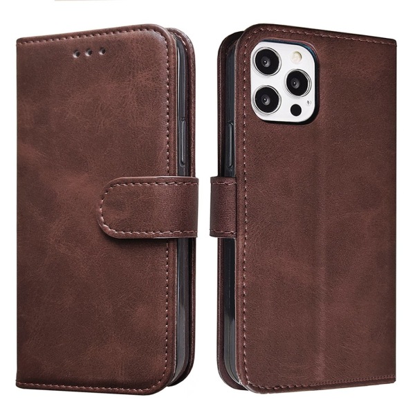 iPhone 15 PU-läderfodral - (2-kortfack) Dark brown