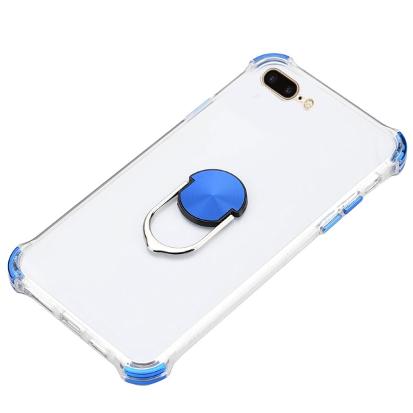 iPhone 7 Plus - Gennemtænkt beskyttelsescover med ringholder Blå