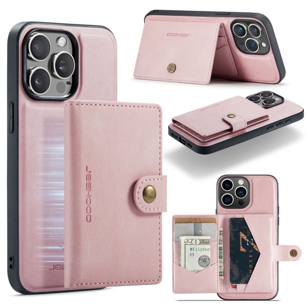 iPhone 15 pro - Praktiskt och Snyggt Plånboksskal Pink gold