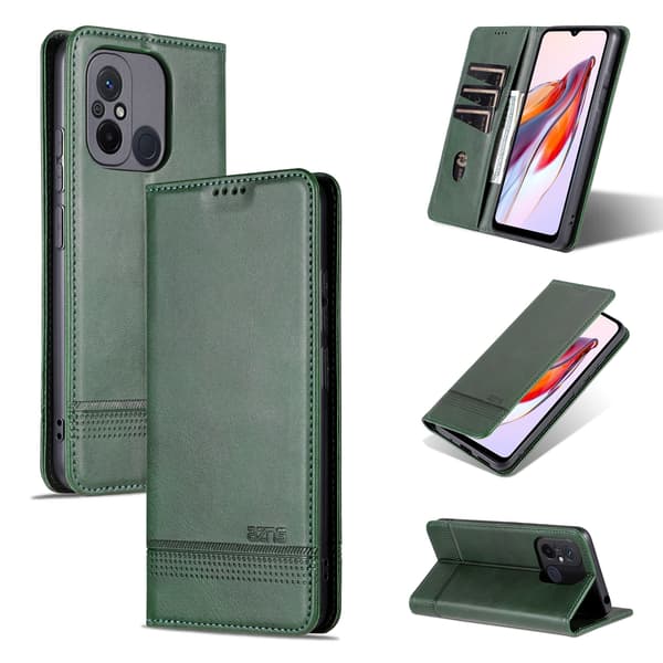 Lyxigt läderfodral för Redmi 12C Green