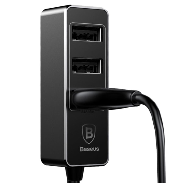 Smidig Slittålig Baseus 3-USB Port Billaddare Grå