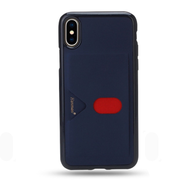 iPhone XR - Stilfuldt robust cover med kortrum Mörkblå