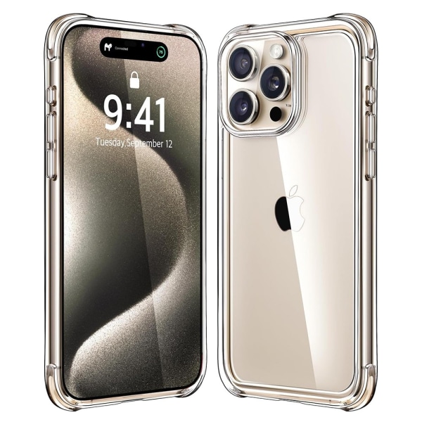 Älykäs suojakotelo silikonista iPhone 15 pro -laitteelle Transparent