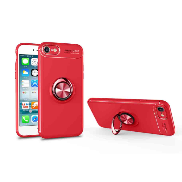 Robust beskyttelsescover med ringholder til iPhone 7 Röd/Röd