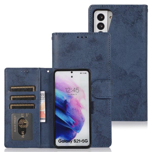 Tankevækkende pung etui (LEMAN) - Samsung Galaxy S21 Plus Mörkblå