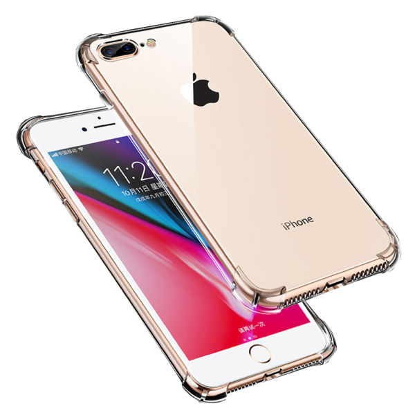 Støtdempende silikondeksel - iPhone 8 Plus Blå/Rosa