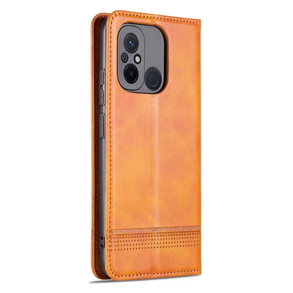 Lyxigt läderfodral för Redmi 12C Light brown