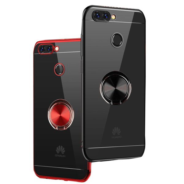 Huawei P Smart 2018 - Silikonskal med Ringhållare Röd