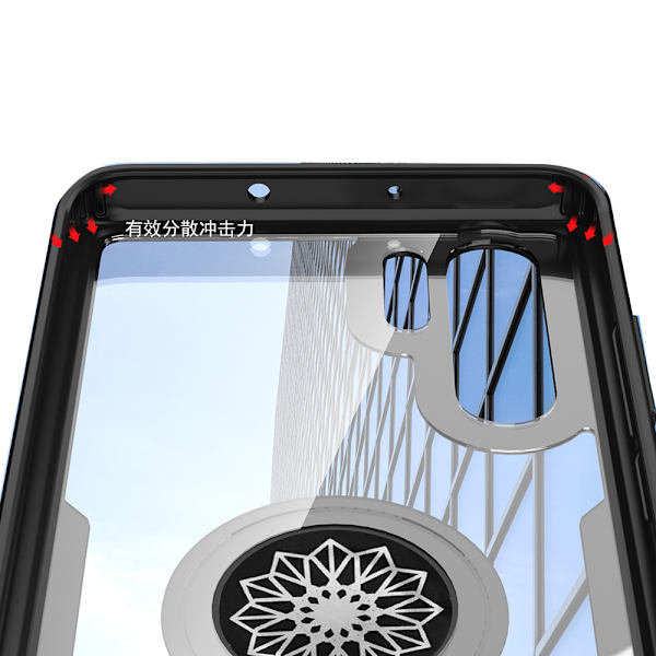 Praktiskt Skyddande Skal med Ringhållare - Huawei P30 Pro Svart/Silver