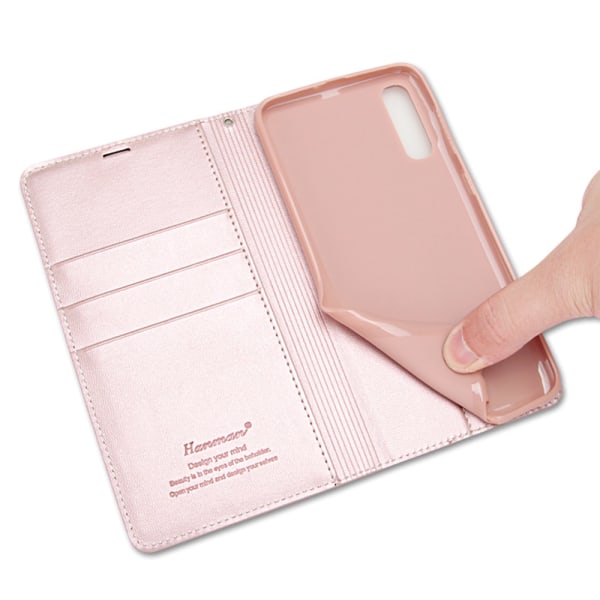 Samsung Galaxy A50 - Robust, beskyttende lommebokdeksel (Hanman) Roséguld