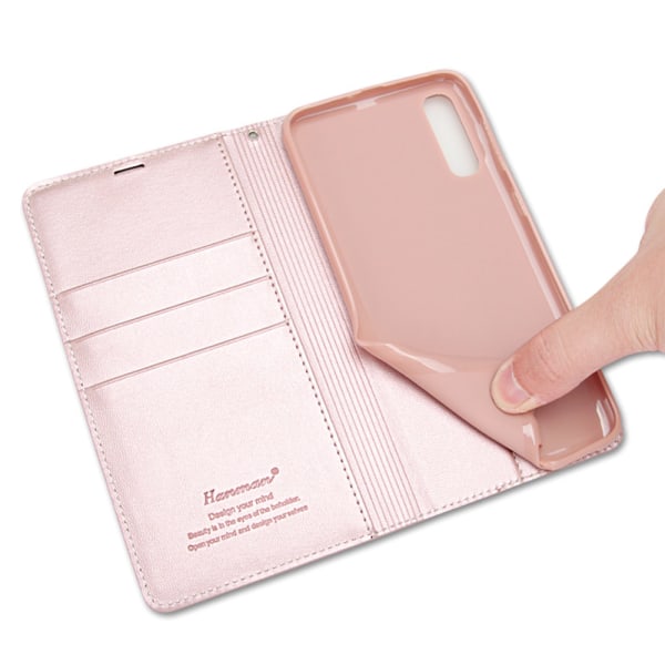 Samsung Galaxy A50 - Robust, beskyttende pung-etui (Hanman) Rosa