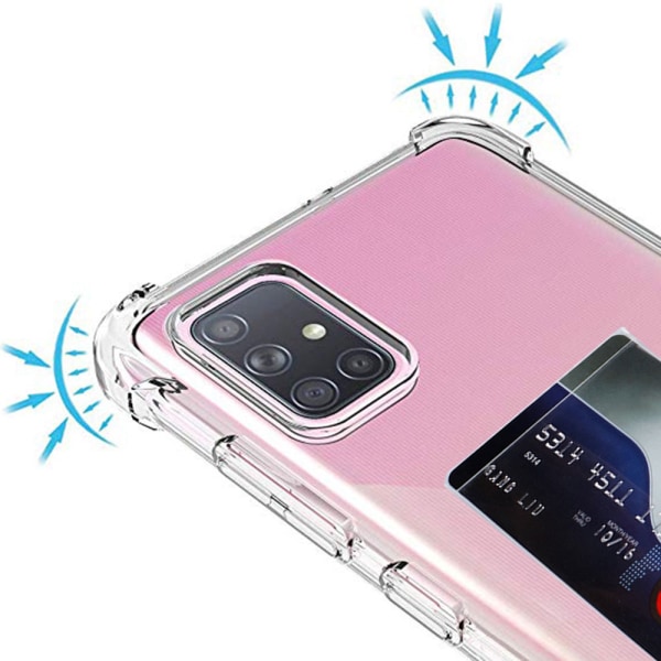 Holdbart cover med kortholder - Samsung Galaxy A71 Transparent/Genomskinlig