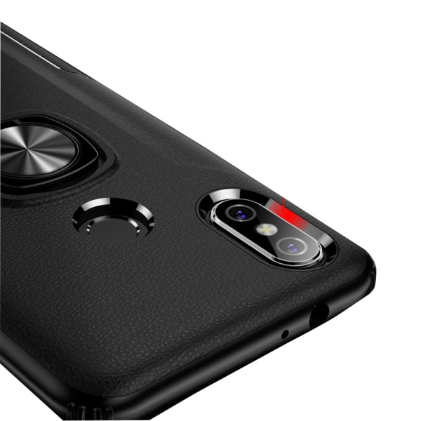 Huawei P20 Lite - Tyylikäs (Leman) suojus sormustelineellä Röd