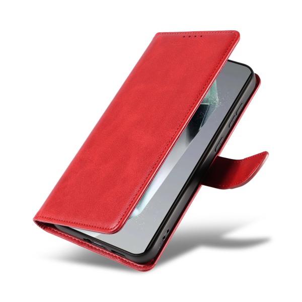 S24 Ultra - Läderplånboksfodral i 6 färger Red