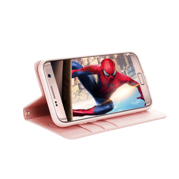 PÄIVÄKIRJA - Joustava kotelo lompakolla Samsung Galaxy S8+:lle Rosa