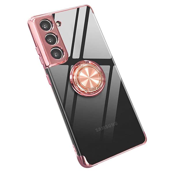 Elegant silikonecover med ringholder - Samsung Galaxy S21 Plus Blå