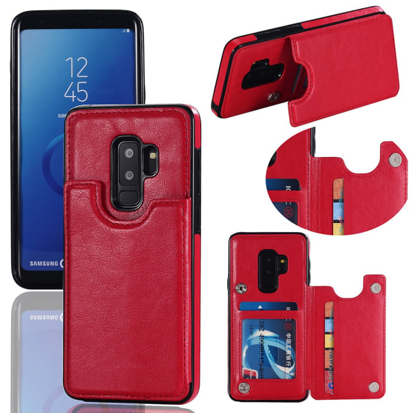 Samsung Galaxy S9+ - Skal med Plånbok/Kortfack Röd