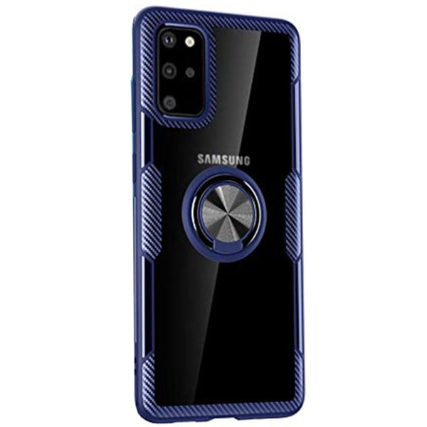 Samsung Galaxy S20 Plus - Sileä Leman-kotelo sormustelineellä Marinblå/Silver