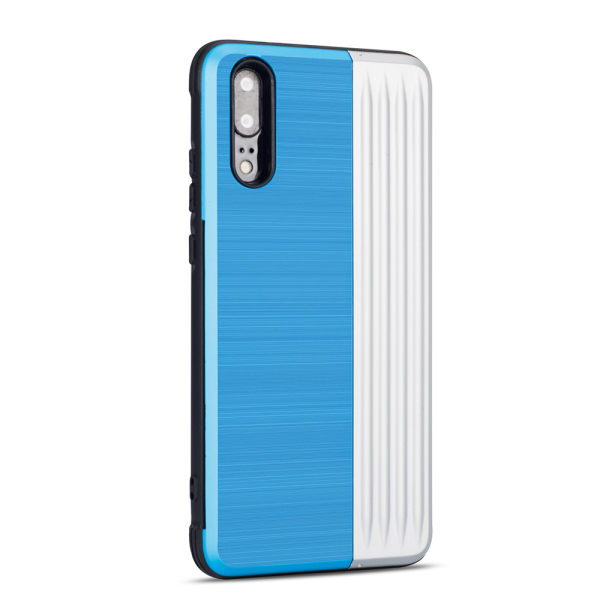LEMAN Stilfuldt cover med kortslot til - Huawei P20 Ljusblå