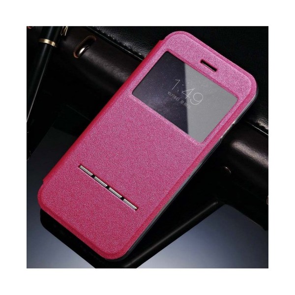 iPhone 5/5S/5SE Smart etui med vindue og svarfunktion PINK Rosa