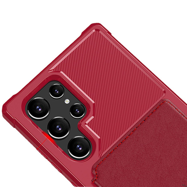 Skal med Kortfack - Samsung Galaxy S23 Ultra Röd