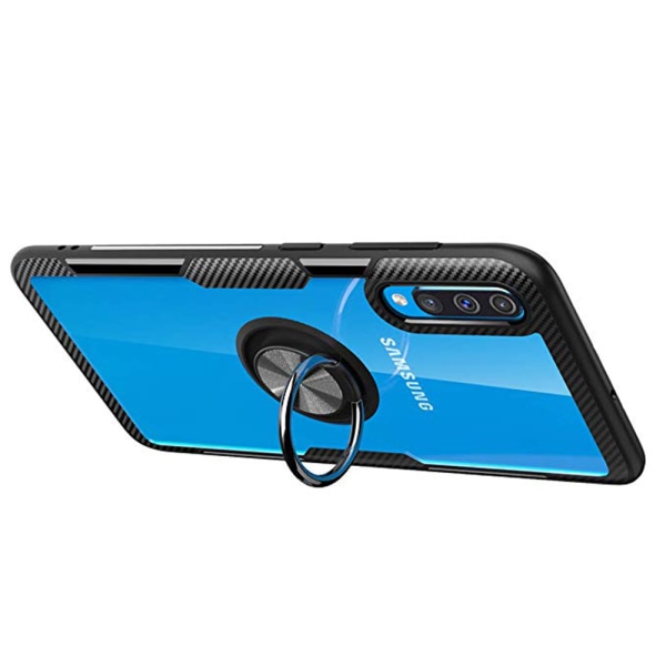 Sileä suojakuori sormustelineellä LEMAN - Samsung Galaxy A70 Röd