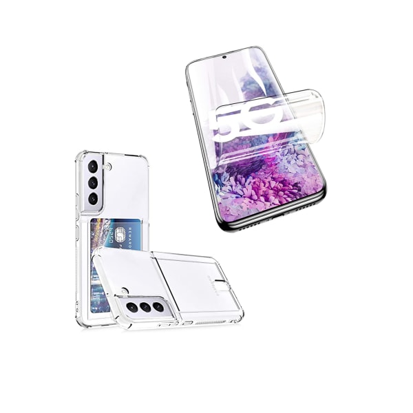 Skal med Korthållare & Hydrogel Skärmskydd Samsung Galaxy S22 Genomskinlig