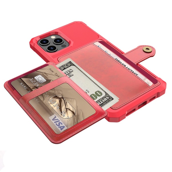 Tyylikäs kansi korttilokerolla (Floveme) - iPhone 14 Pro Röd