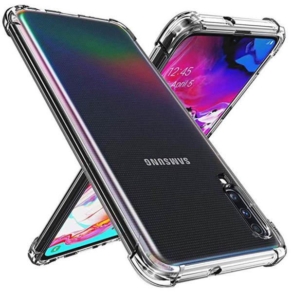 Samsung Galaxy A70 - Stöttåligt Silikonskal (Floveme) Transparent/Genomskinlig