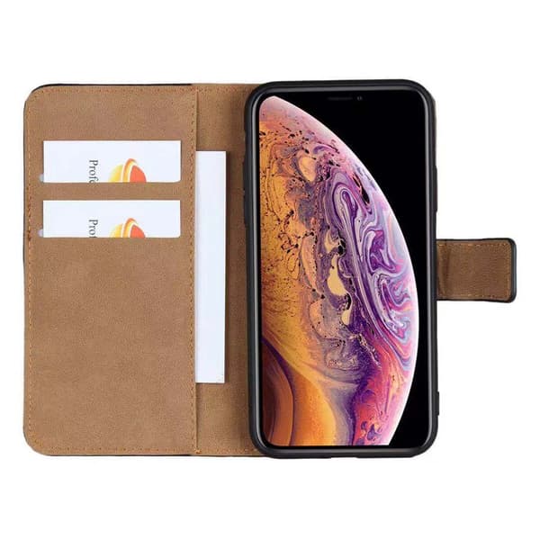 iPhone XS MAX FLOVEME Plånboksfodral i Läder Brun Brun