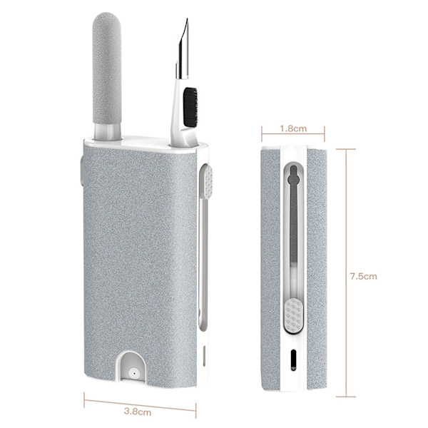 Smidigt Multifunktionellt 5in1 Rengörningskit Airpods Dator Grå