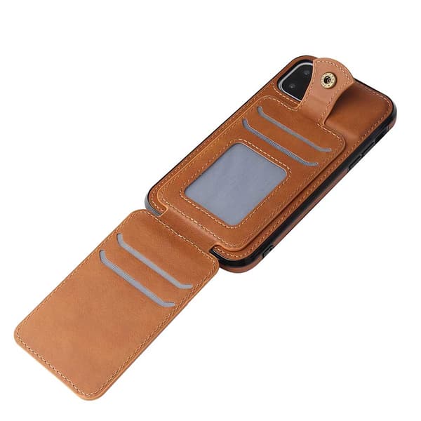 Glat cover med kortholder - iPhone 11 Mörkbrun