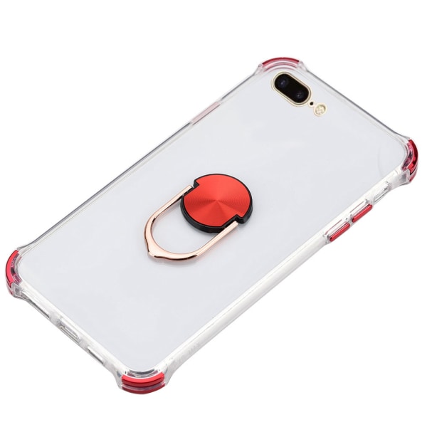 Glatt Smart Silikonetui Ringholder - iPhone 7 Plus Röd