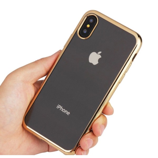 iPhone X - Exklusivt Stilsäkert Silikonskal Från HUTECH Guld