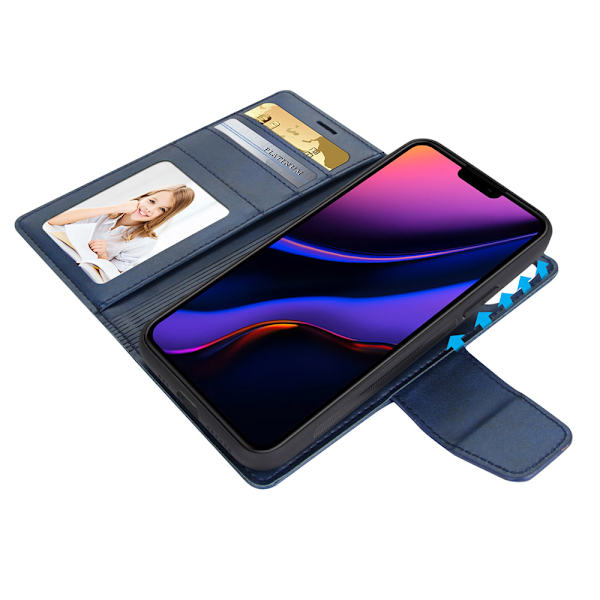 Smidigt Effektfullt Plånboksfodral - iPhone 11 Blå