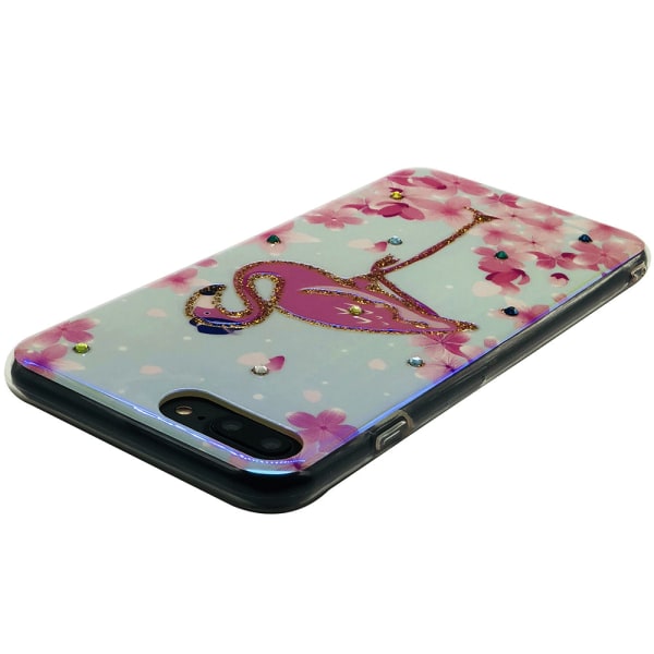 Retro-kuori (Pink Flamingo) iPhone 8 Plus -puhelimelle