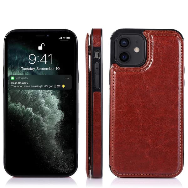 Glat NKOBEE etui med kortrum - iPhone 12 Mörkblå